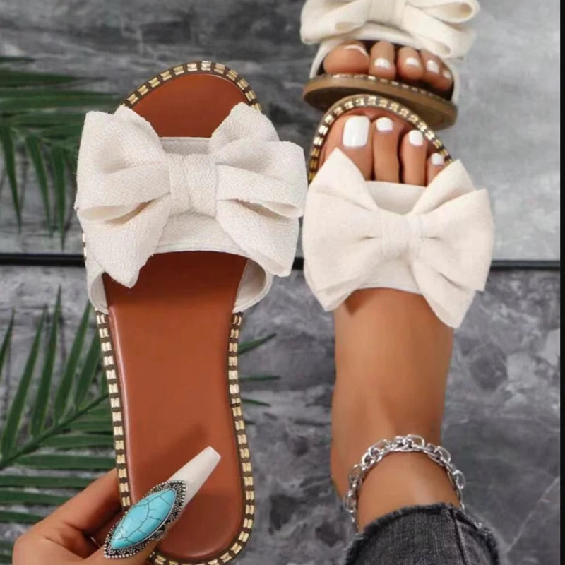 Women Flats Slippers Summer Fashion Bow Tie Sandals Shoes for Women Flat Casual Beach Slippers Slides Women Zapatos De Mujer