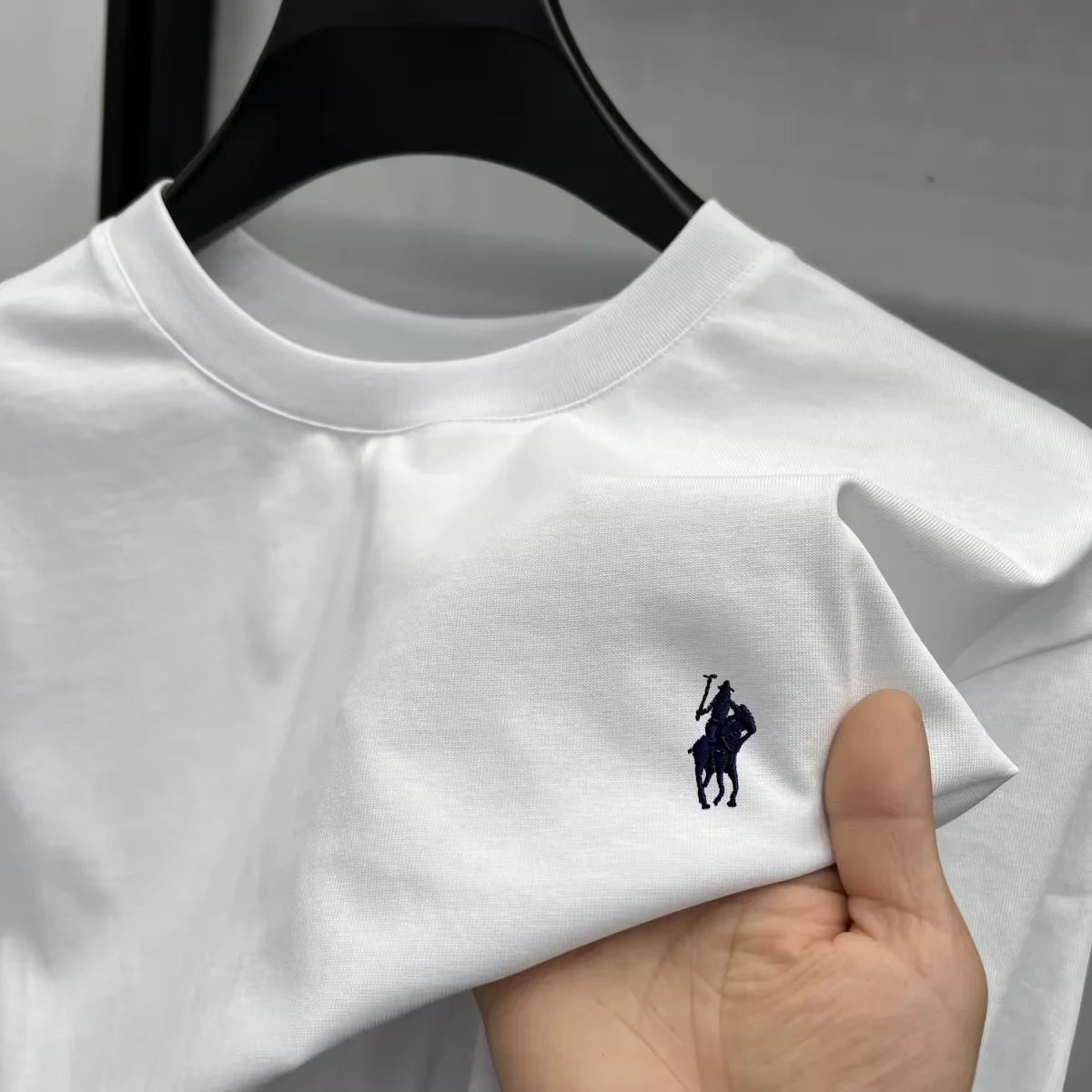 100% pure cotton short sleeve round neck men's T-shirt hot selling luxury brand summer exquisite pony embroidery breathable top