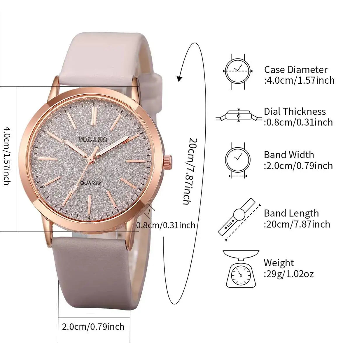 5PCS/Set Fashion Women Watches Simple Leather Strap Quartz Wristwatch Pearls Jewelry Set Reloj Mujer（Without Box）