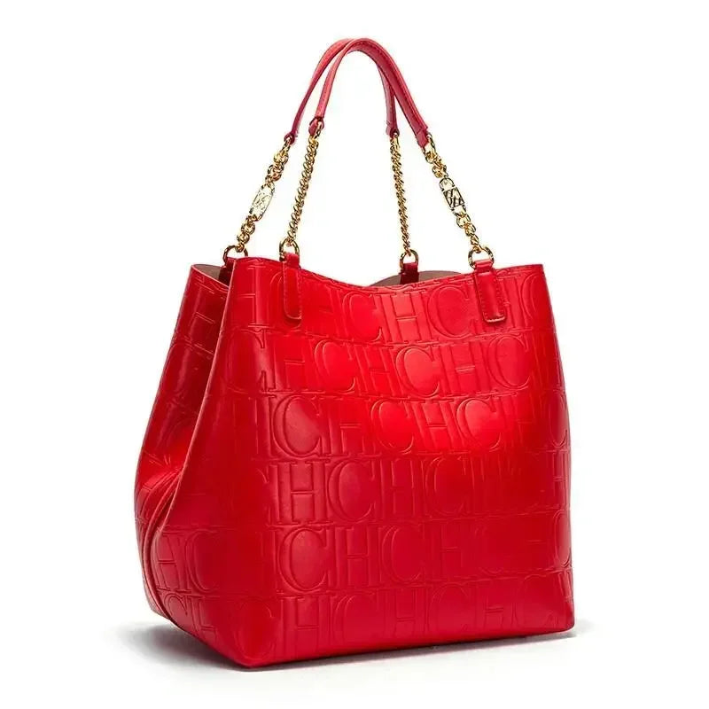 CH Women's Large-capacity Tote Bag Superior Sense of Solid Colour