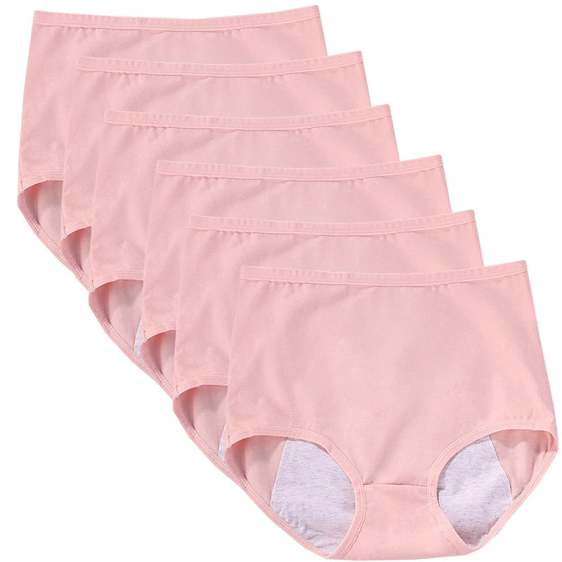 6pcs Girl Menstrual Panties Women's Physiological Briefs Ladies Period Leak Proof Panty High Waist Cotton Underwear