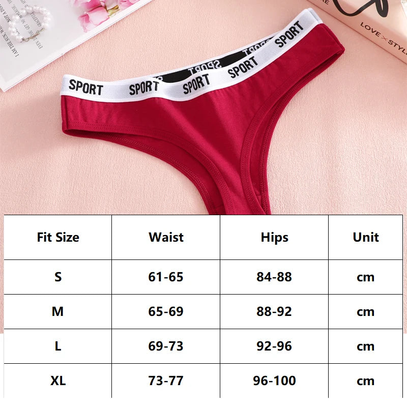 6PCS Cotton Seamless Thong Sexy Sport Brand Panties Low Waist Underwear