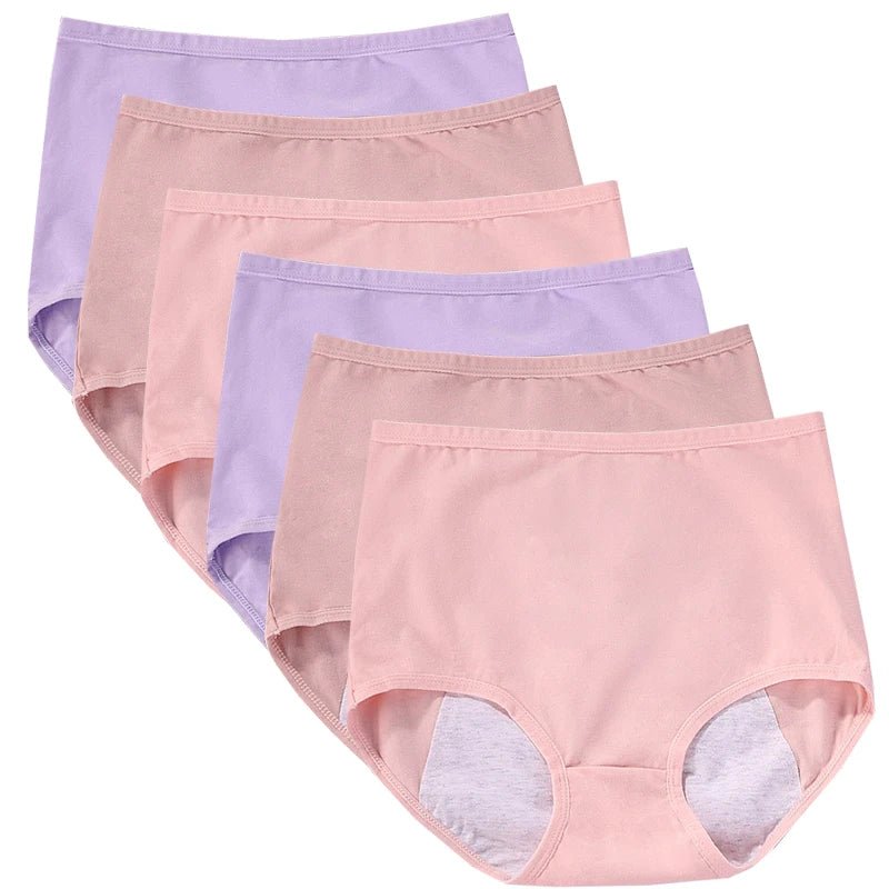 6pcs Girl Menstrual Panties Women's Physiological Briefs Ladies Period Leak Proof Panty High Waist Cotton Underwear