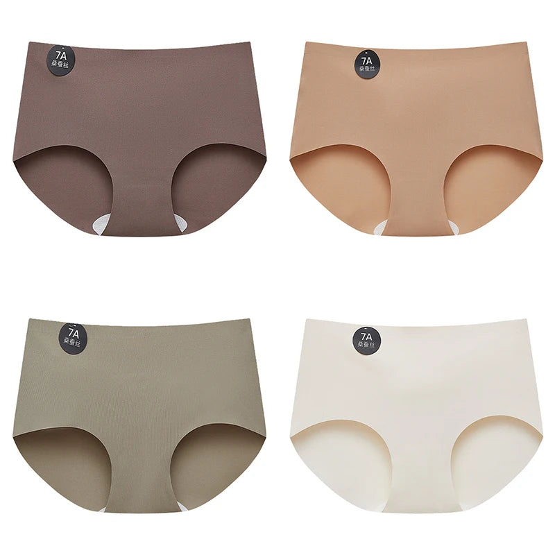 FalllSweet 4PCS Seamless Panties  Ice Silk Underwear Soft Thin Briefs
