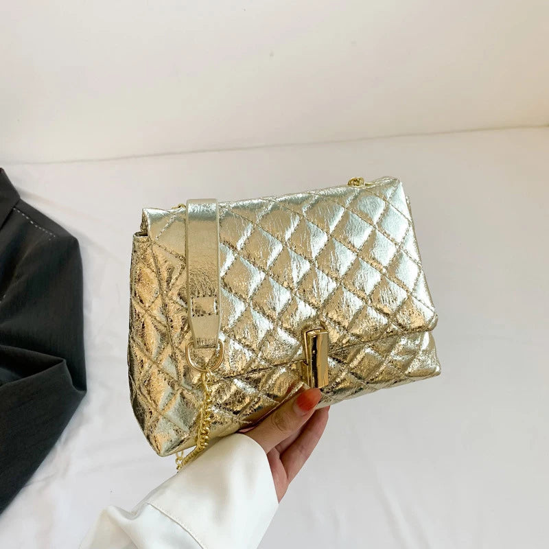 Luxury Laser Design Chevron Quilted Shoulder Bag