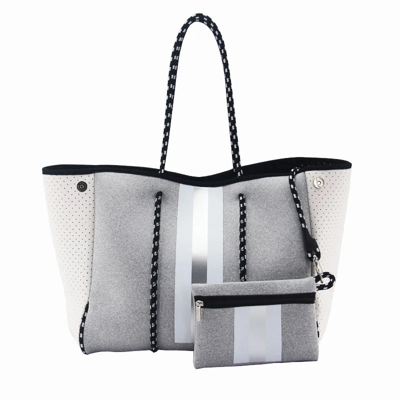 2024 Hotsale Large Fashion Tote Bag for Women Neoprene Tote Bag for Summer and Beach Pink High Quality Neoprene Women Handbag