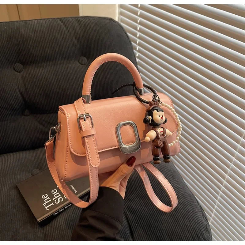 Premium Leather Crossbody Bag - Minimalist Elegant Clutch With Vintage Gold Accents & Party-Ready Charm