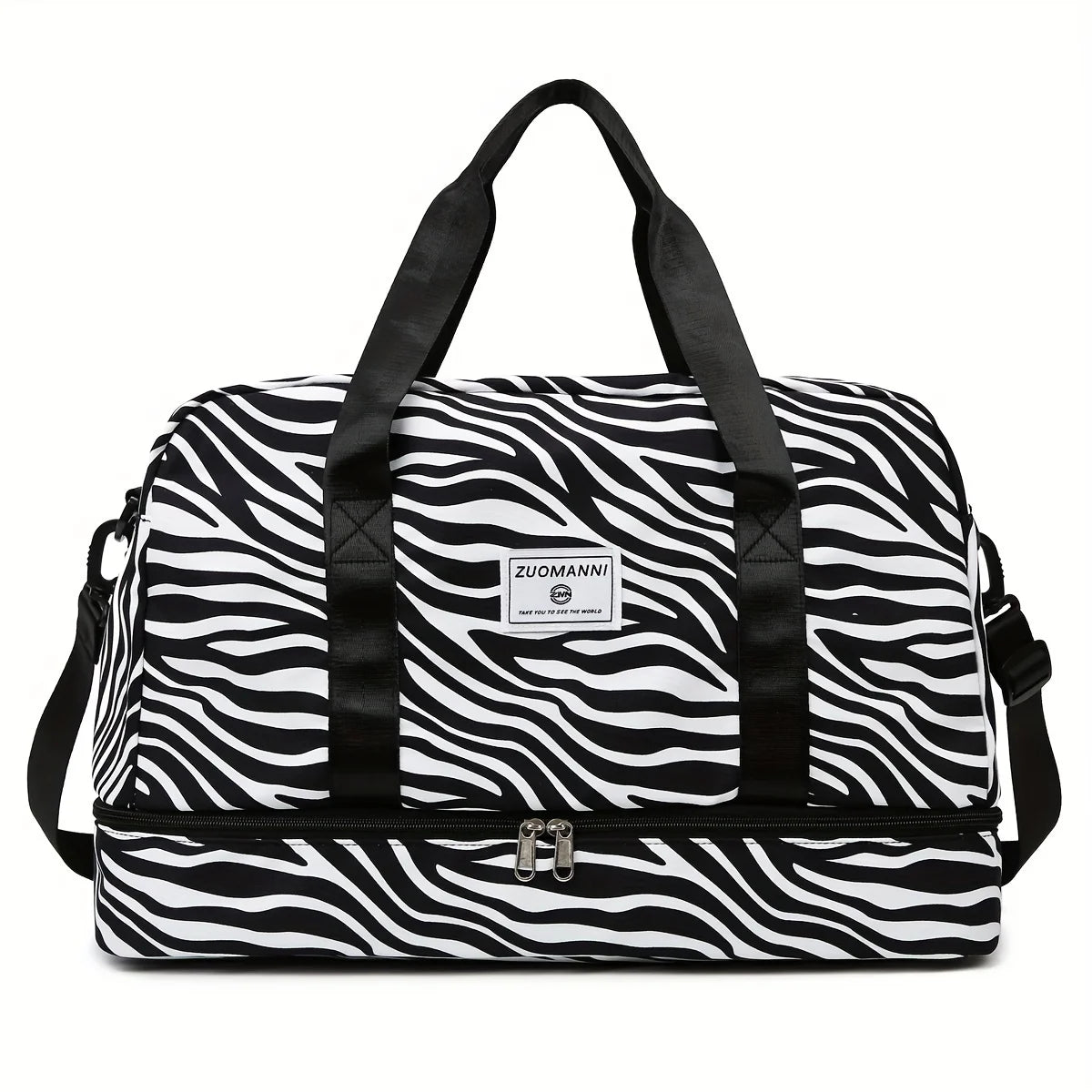 Large Capacity Nylon Travel Duffle Bag with Animal Print, Sports Gym Storage Bag, Portable Women'S Weekender Overnight Bag