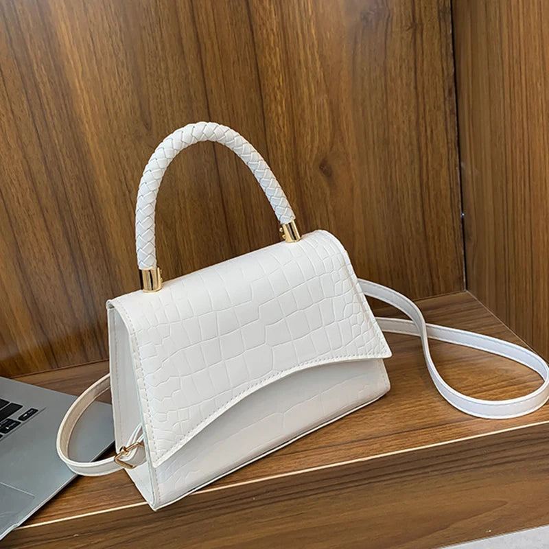 Western Style Shoulder Bag Crocodile Pattern Small Square Bag Handbag