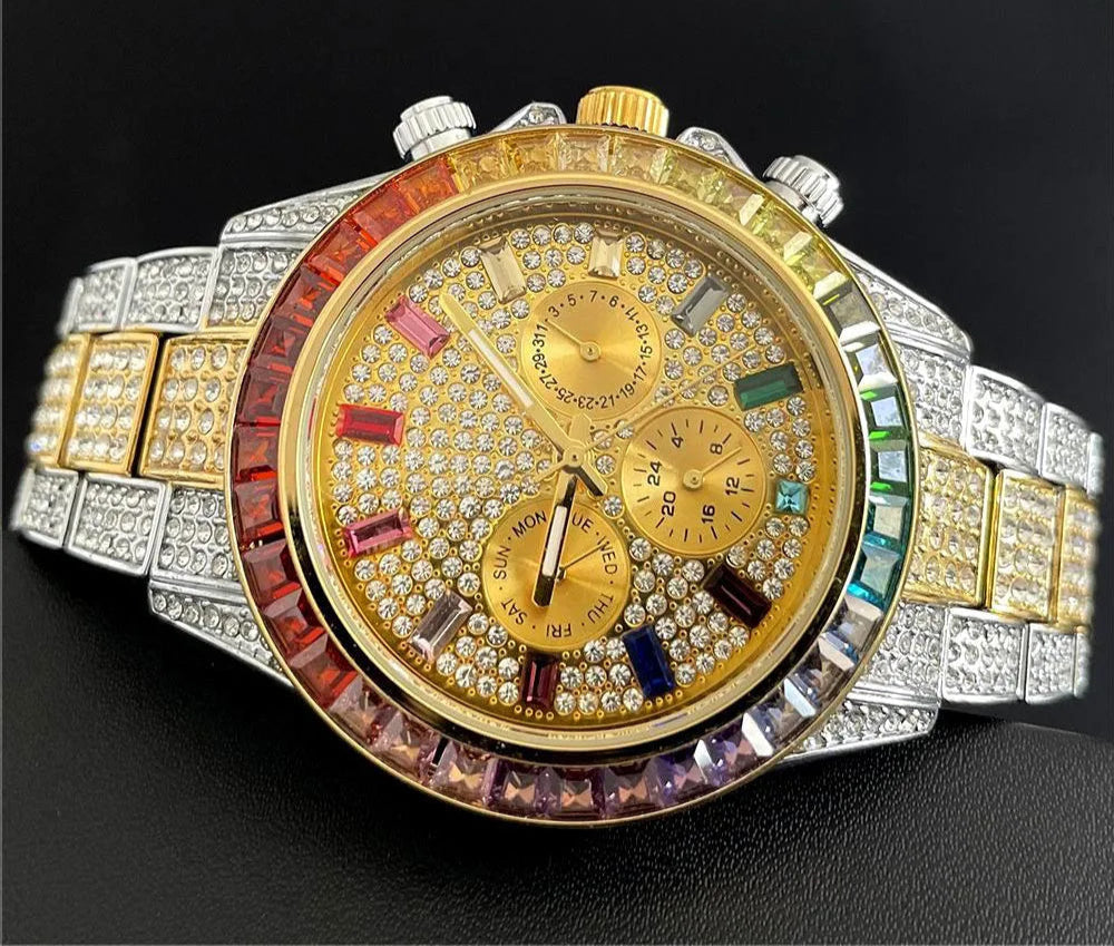 Luxury Stainless Steel Diamond Quartz Wristwatch