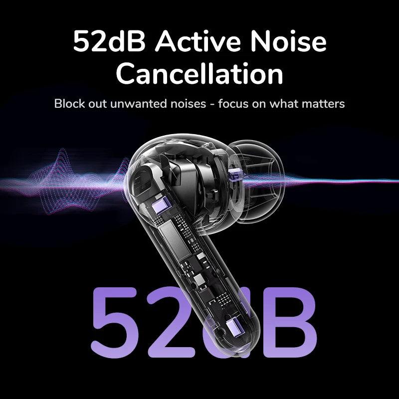 LCD Full Color Smart Screen Wireless TWS Bluetooth Earphones Earbuds 52dB Active Noise Cancelling ANC In Ear Headphones