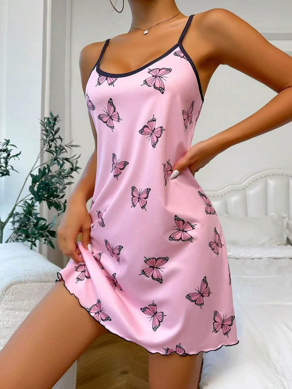 Ladies' sexy pajamas heart-shaped letter printed pajamas casual round neck slim shoulder strap nightgown home wear hot selling