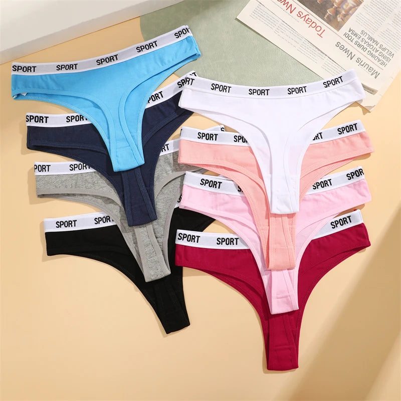 6PCS Cotton Seamless Thong Sexy Sport Brand Panties Low Waist Underwear