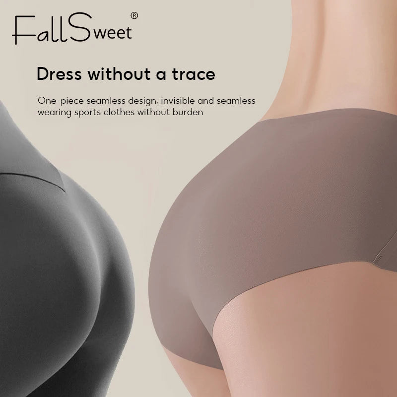 FalllSweet 4PCS Seamless Panties  Ice Silk Underwear Soft Thin Briefs