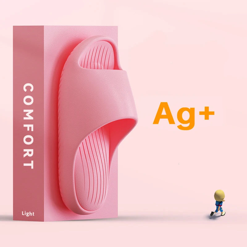 Summer Women Thick Slippers Sole Beach Slides Bathroom Anti-Slip Soft Sandals Fashion Ladies Cloud Shoes men slipper