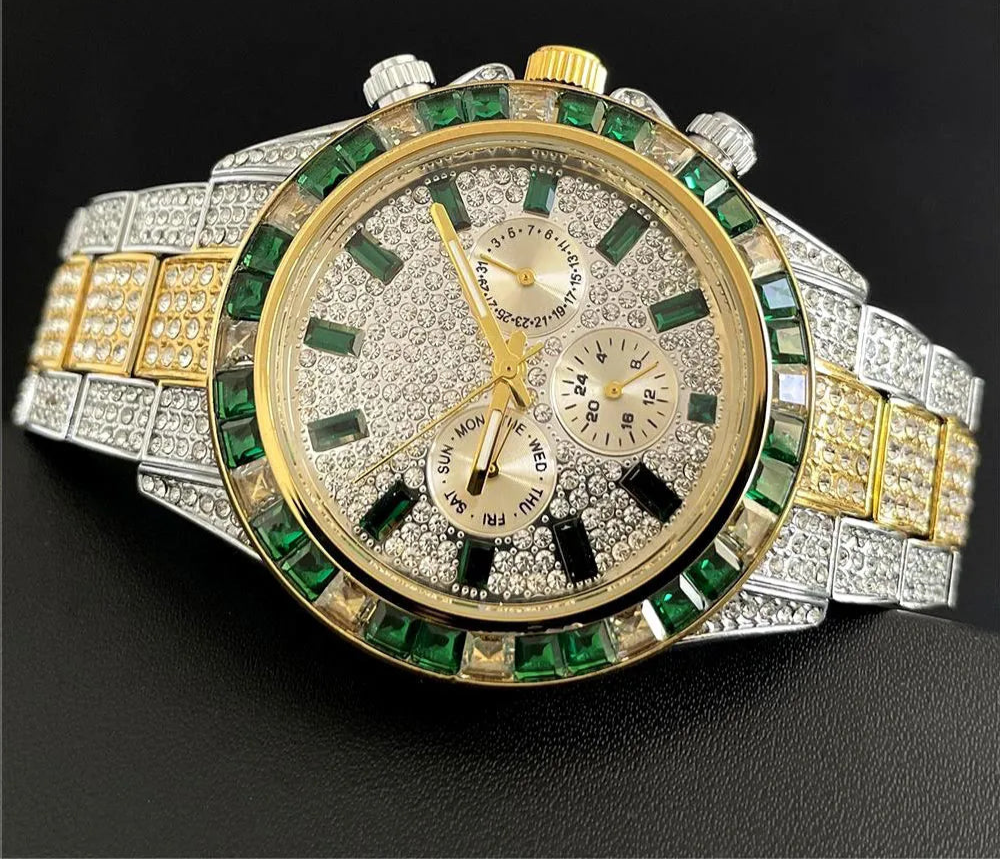 Luxury Stainless Steel Diamond Quartz Wristwatch