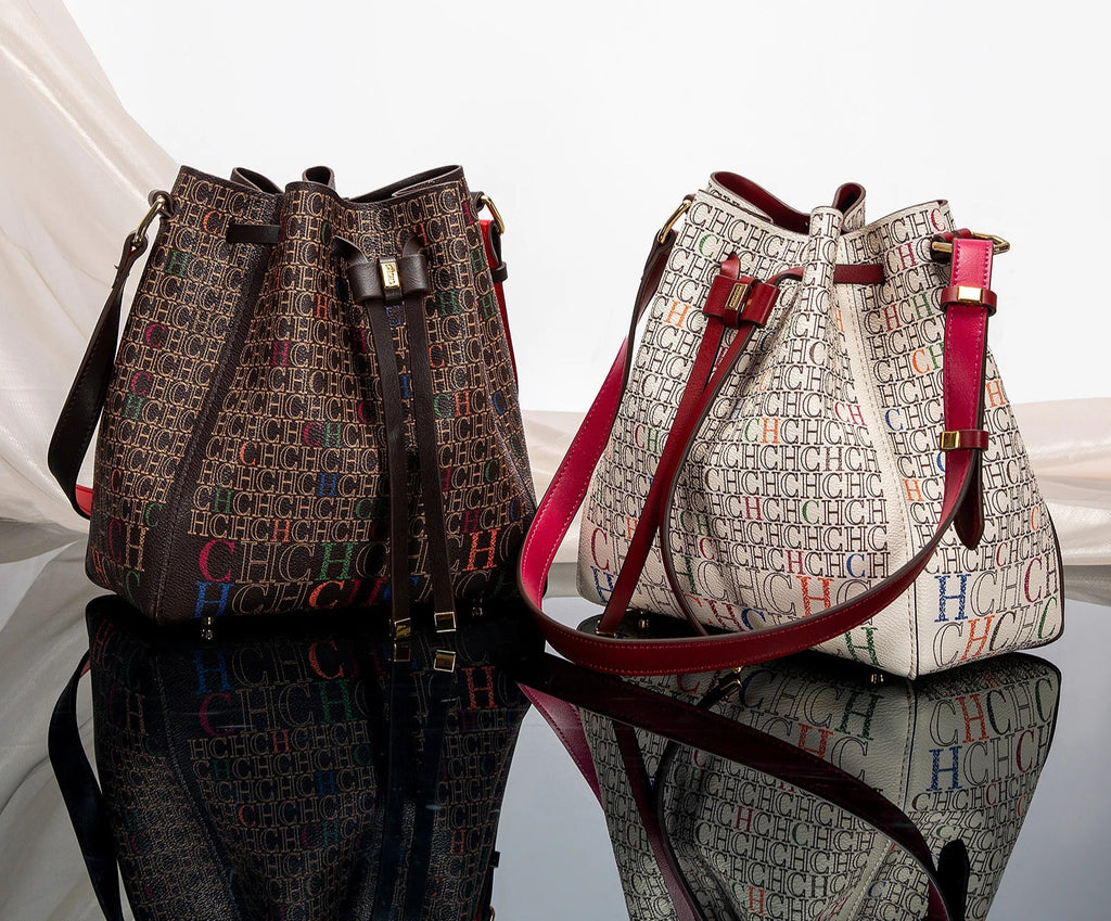 Women's Handbag  Drawstring Bucket Bag Coffee Color Letter Printed Wallet