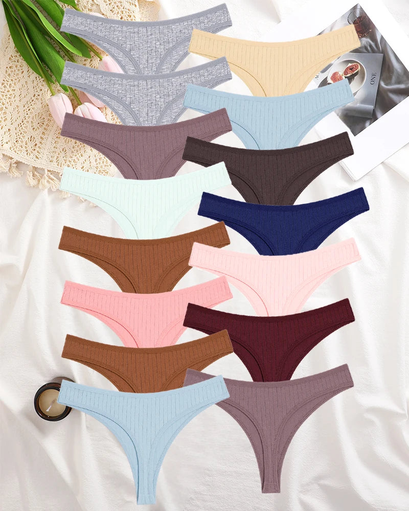 15Pcs/Set Cotton Panties G-String Women Panties Sexy Underwear Female Lingerie Thong Briefs for Woman Intimate Panties
