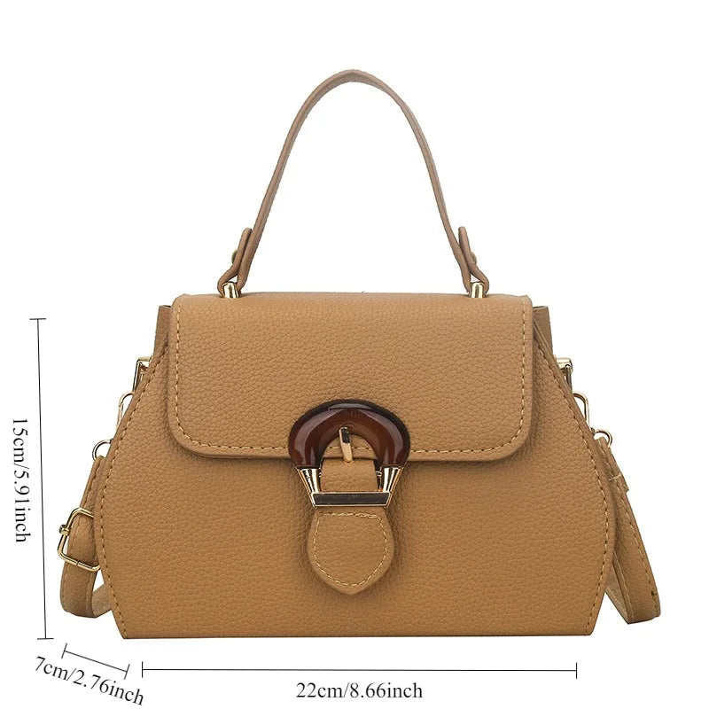 New Stylish and Simple Portable Shoulder Women's Small Square Bag Trendy Lychee Pattern Texture Messenger Bag