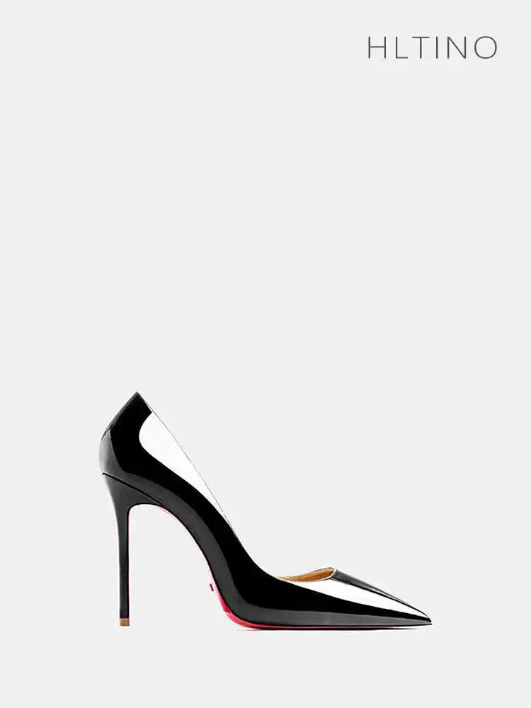 Women's heels 2025 trend Leather Luxury Pumps Red Bottom Pointed Toe High Heels Elegant Stiletto Party Ladies Shoes Woman 12cm
