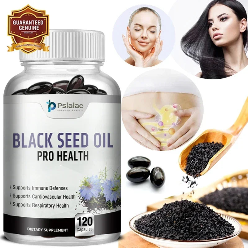 Black Seed Oil Capsules - Supports Immune Defense, Cardiovascular Health, and Promotes Respiratory Health Supplement