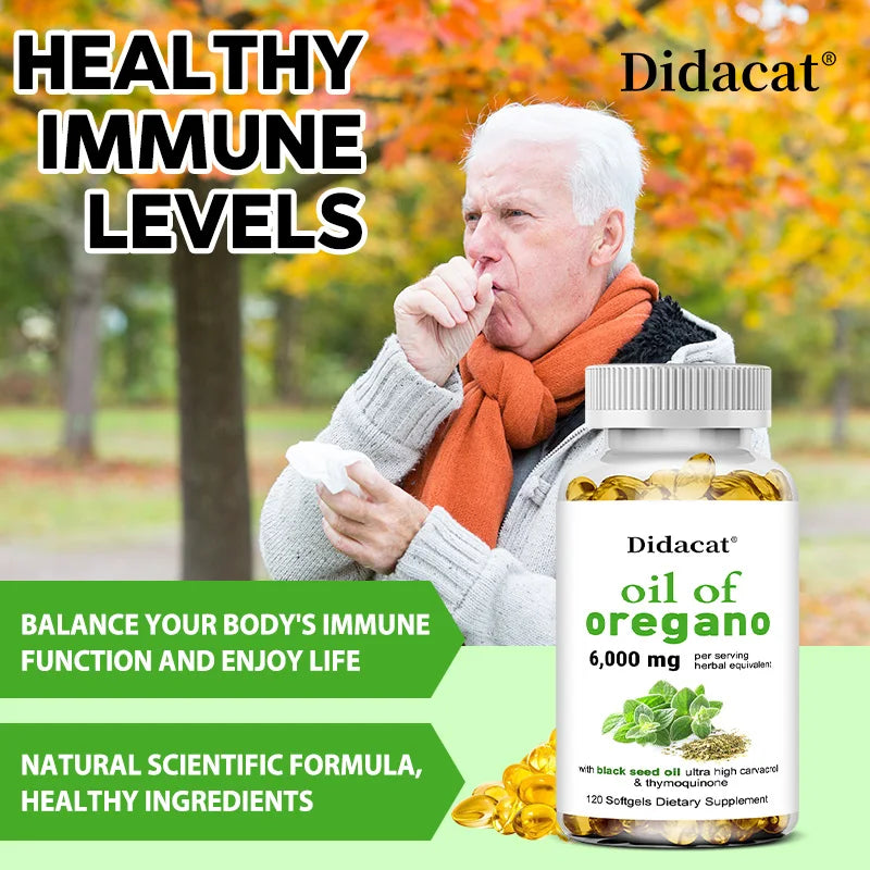 Oregano Oil softgels for intestinal health, antioxidant, digestive health, immune support