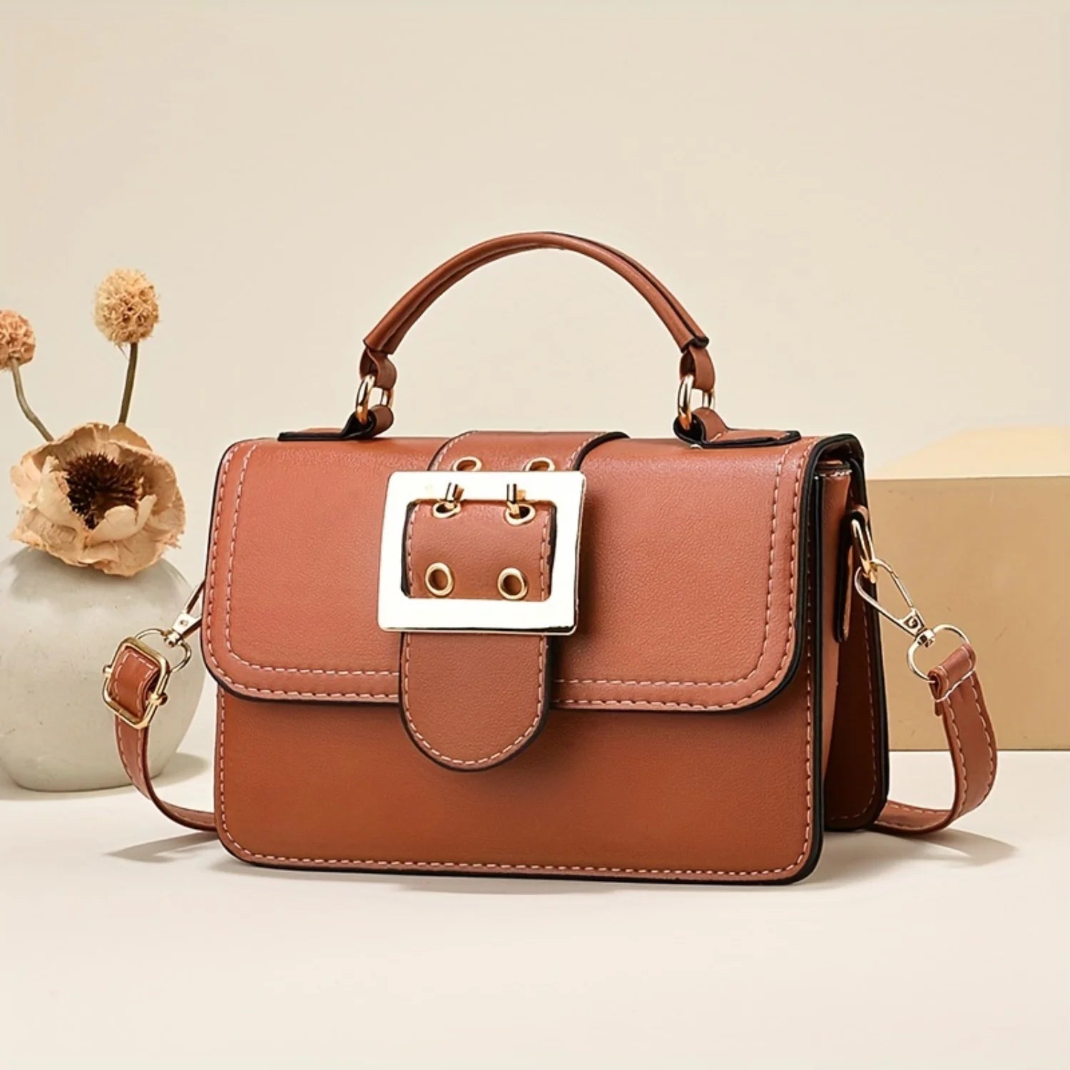 Chic Square Solid Color Handbag for Women