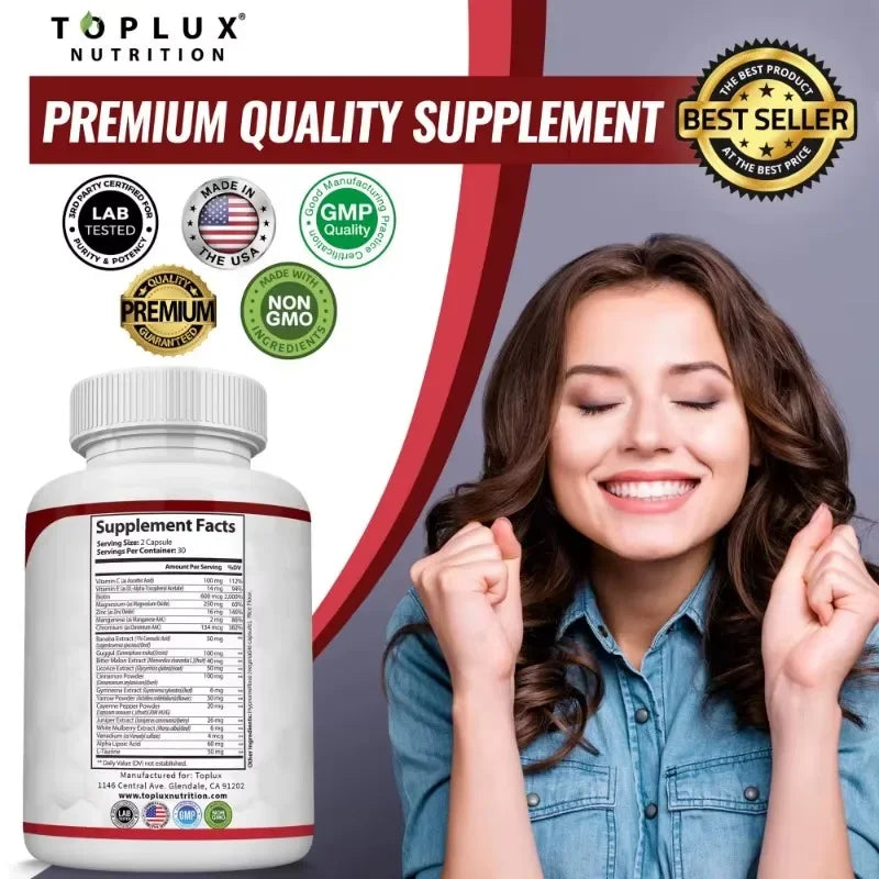 Vitamin C, Vitamin E Supplement, Blood Sugar Complex, Supports Heart Health, Immune System