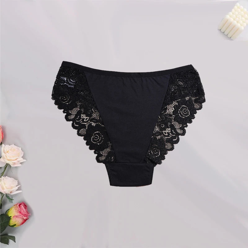 3PCS/Set Sexy Embroidery Lace Cotton Panties Women's Breathable Soft Comfy Panties Underwear S-XXL
