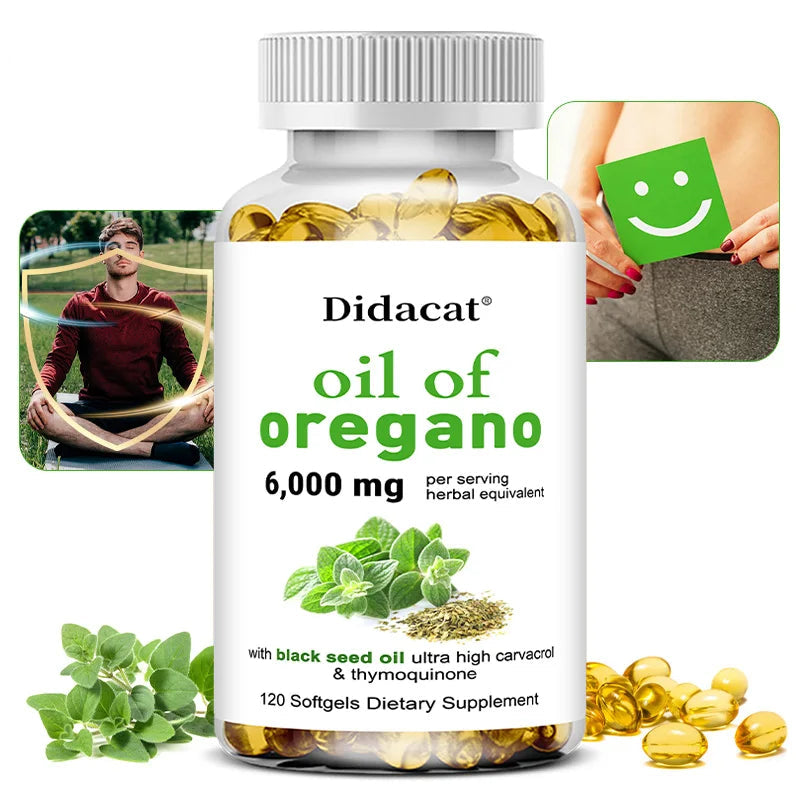 Oregano Oil softgels for intestinal health, antioxidant, digestive health, immune support