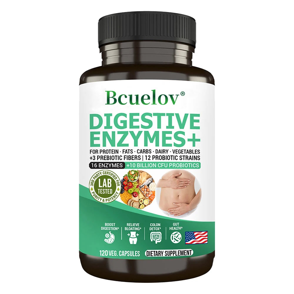 Probiotic Enzymes + Prebiotics & Digestive Enzymes, Promotes Healthy Gut Flora, Relieves Gas, 120 Capsules