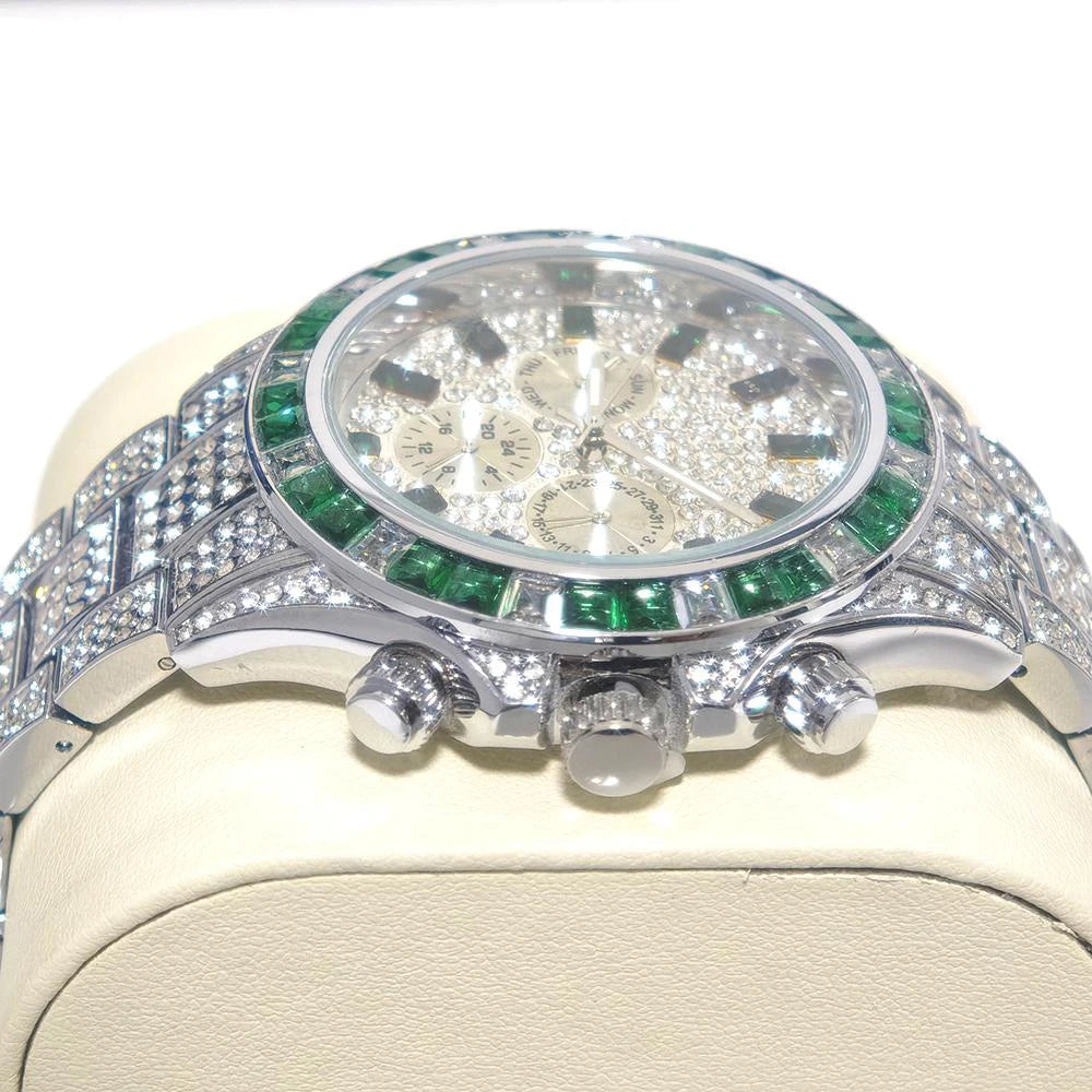 Luxury Stainless Steel Diamond Quartz Wristwatch