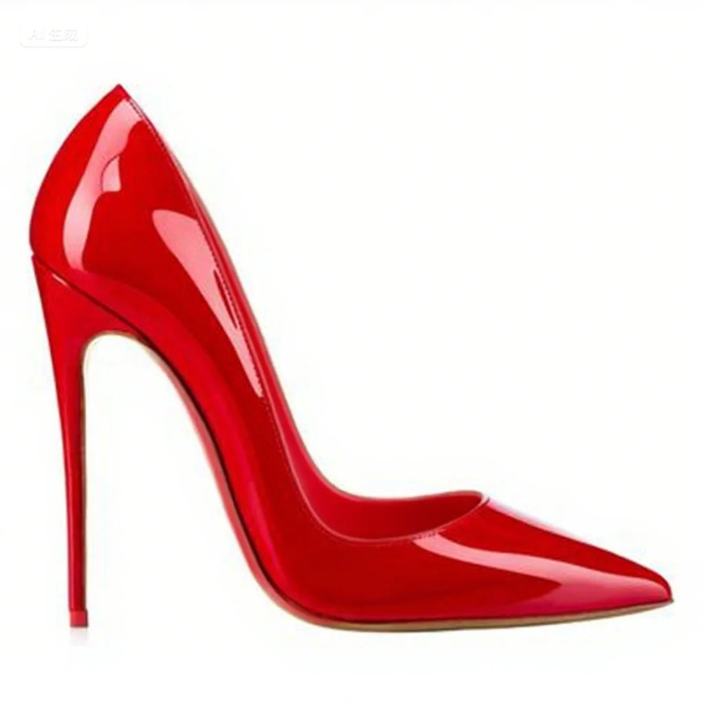 Classic Style Women Patent Pointed Toe Slip On 12cm High Heel Shoes Elegant Ladies Plain Stiletto Pumps Black Red White