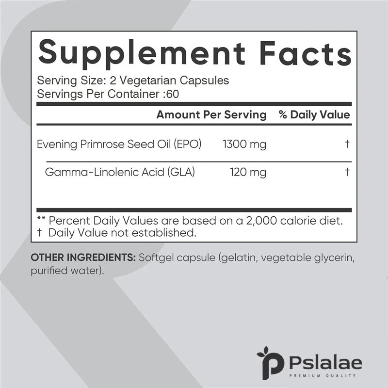 Evening Primrose Oil - Contains Gelatin and Vegetable Glycerin To Promote Healthy Skin - 120 Capsules