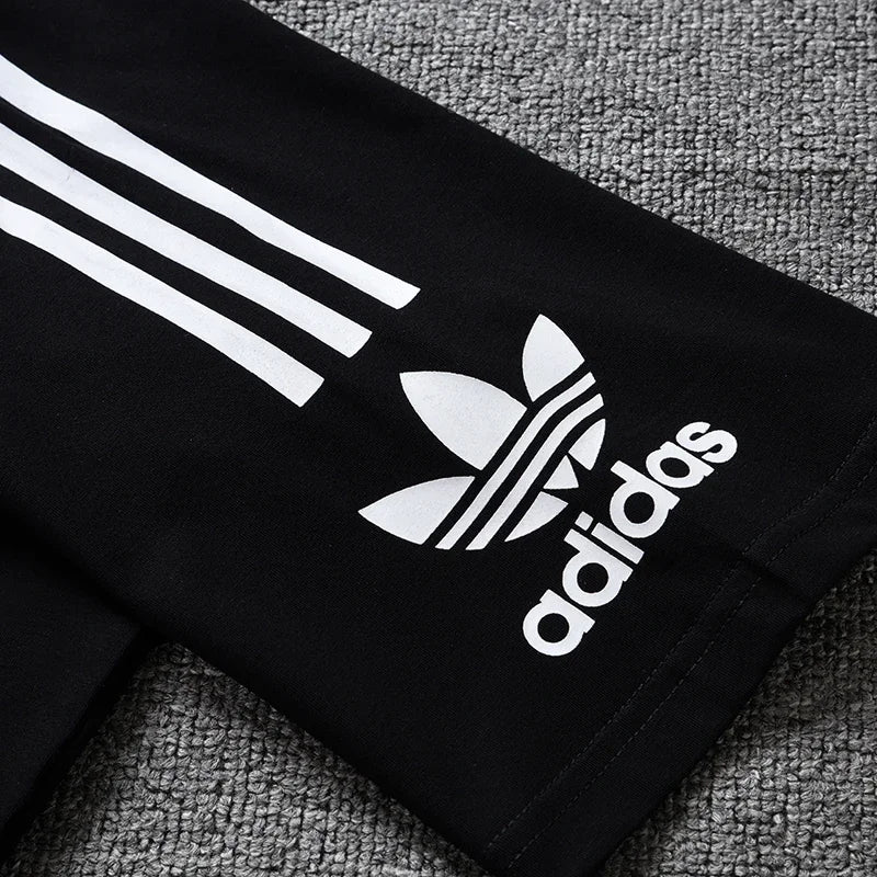 Adidas White Stripe T-shirts Short Sleeve Round Nest Breathable Shirt
