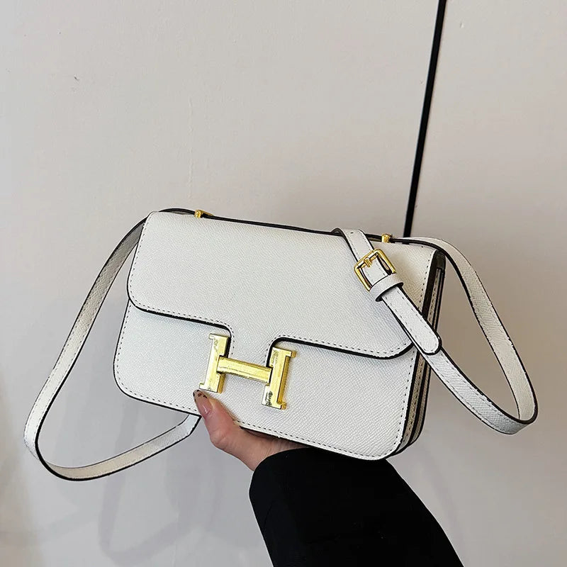 Light Luxury Single Shoulder Women's Bag Classic Underarm Small Handbags Double Compartment Lock Buckle Design Crossbody Handbag