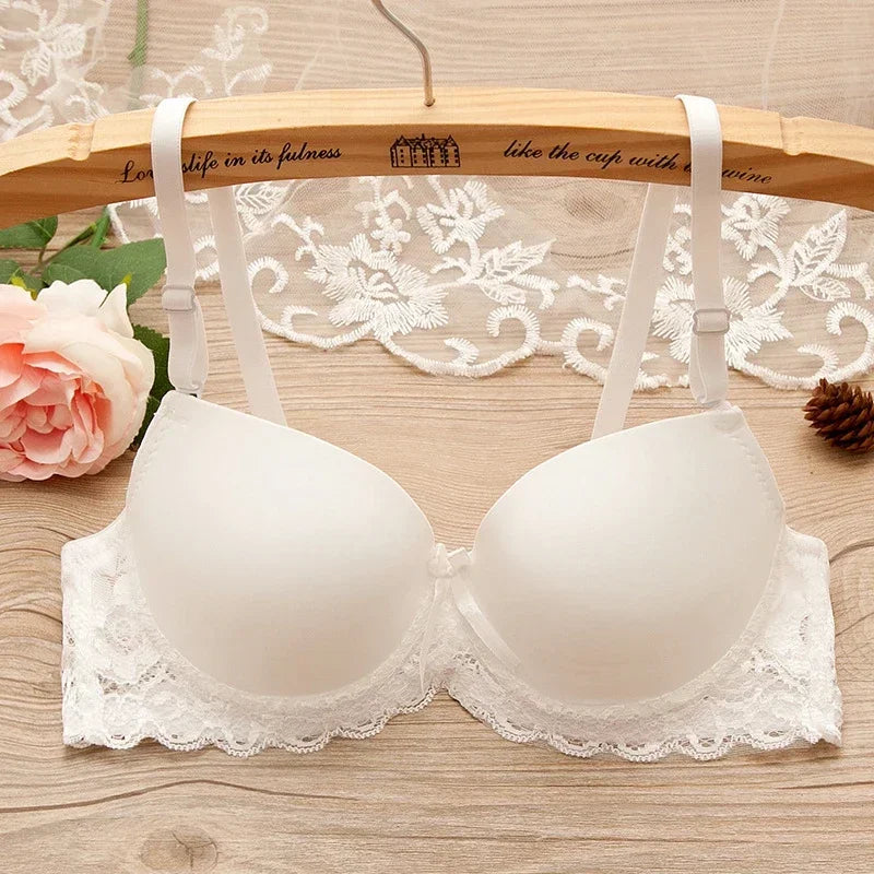 Sexy Push Up Bras Women Solid Wireless Lace Trim Lingerie One-Piece Gather Seamless Underwear Convertible Straps Support Bra