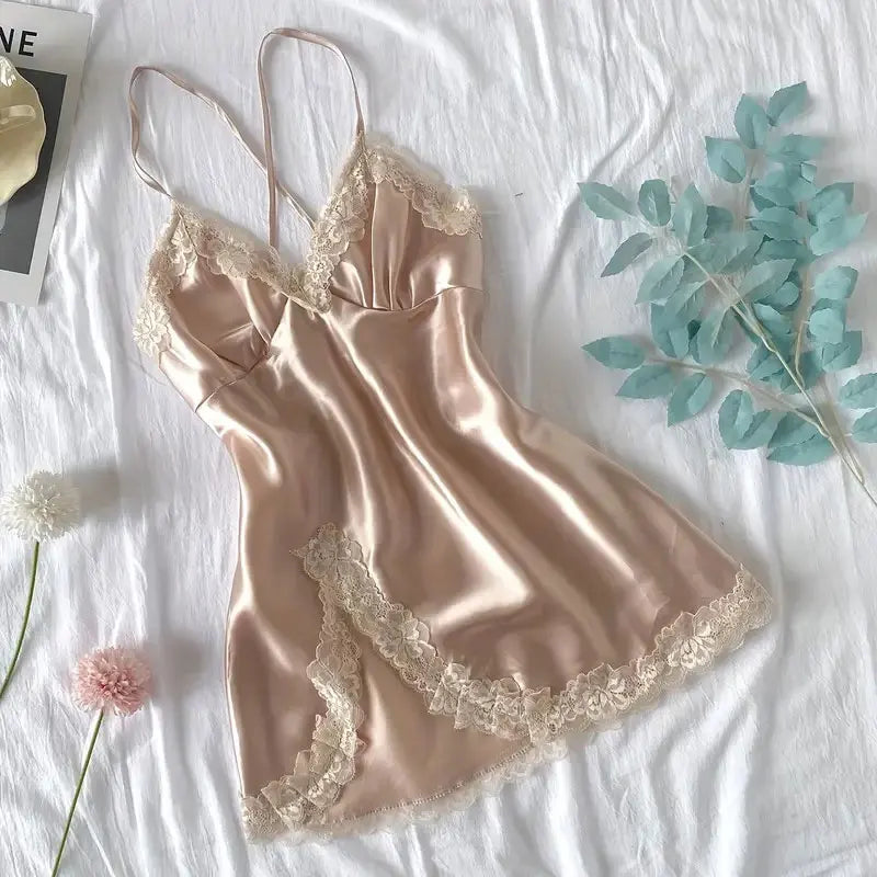 Erotic Hot Dresses Exotic Pajamas Women's Sexy Lace Nightdress Women's Bow Lingerie Pajamas Set Babydoll Costumes Sex Sleepwear