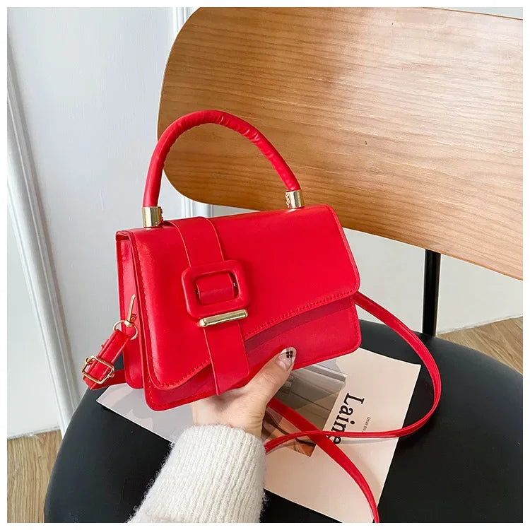 Versatile Textured Handbag Single Shoulder Textured Small Square Bag