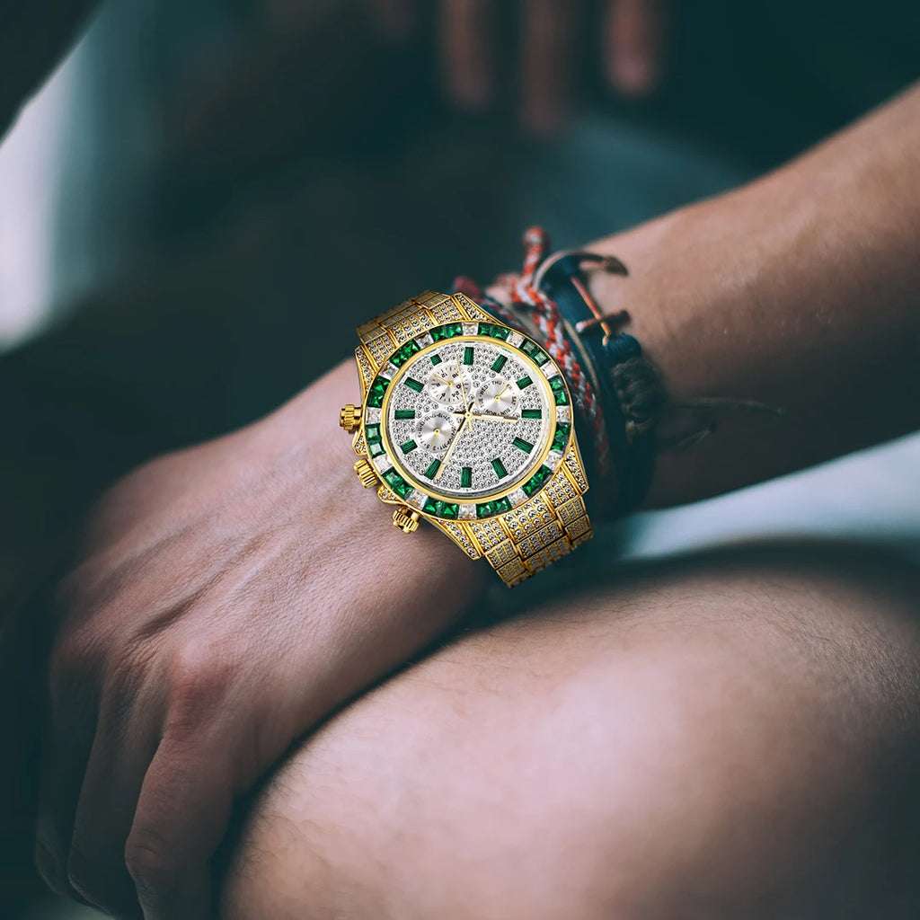 Luxury Stainless Steel Diamond Quartz Wristwatch