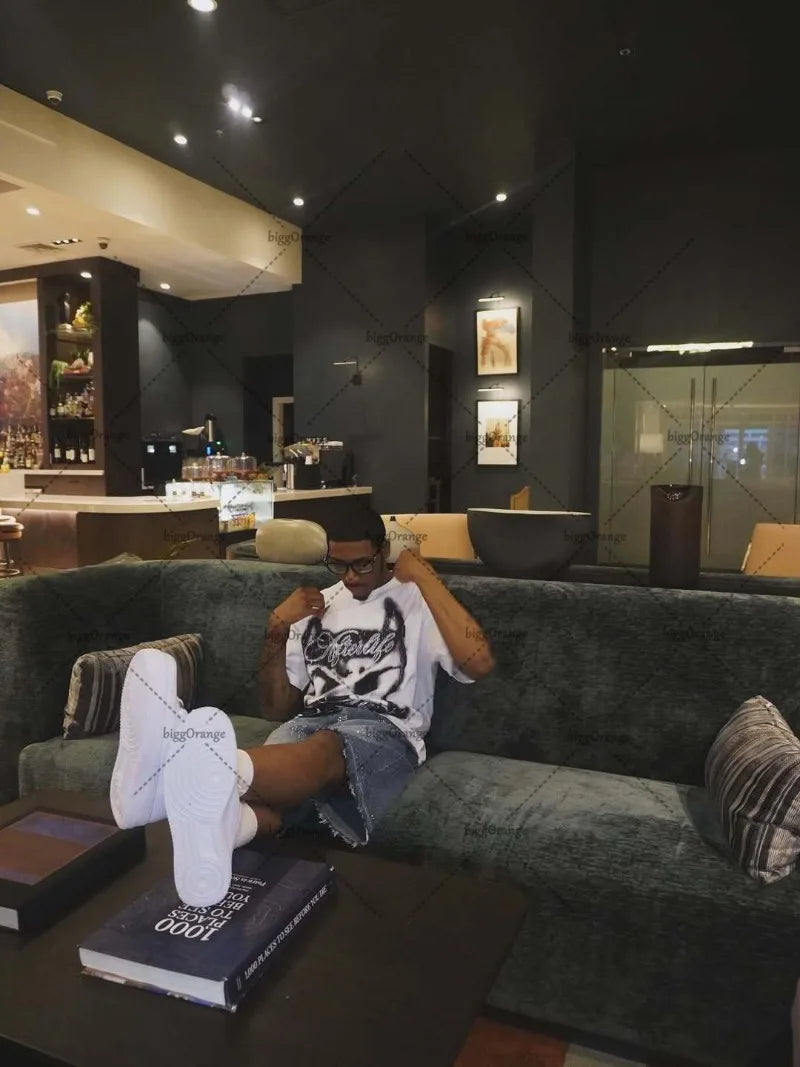 Graphic Cartoon Printed Oversized Pure Cotton Short Sleeves T-Shirt