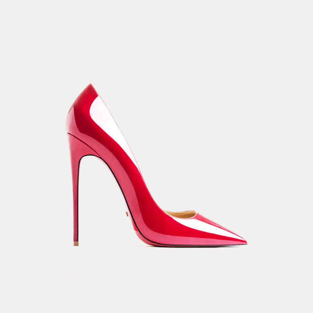 Women's heels 2025 trend Leather Luxury Pumps Red Bottom Pointed Toe High Heels Elegant Stiletto Party Ladies Shoes Woman 12cm