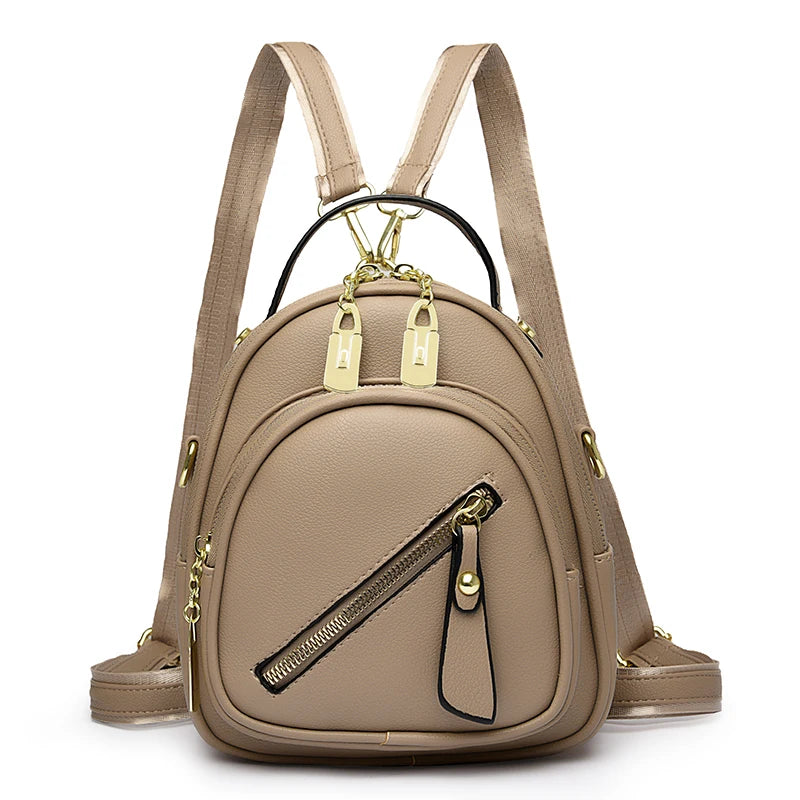 Mini Backpack Women Luxury Leather Shoulder Bag For Girls Kids Multi-Function Small Bagpack Female Purse Fashion Small Backpack