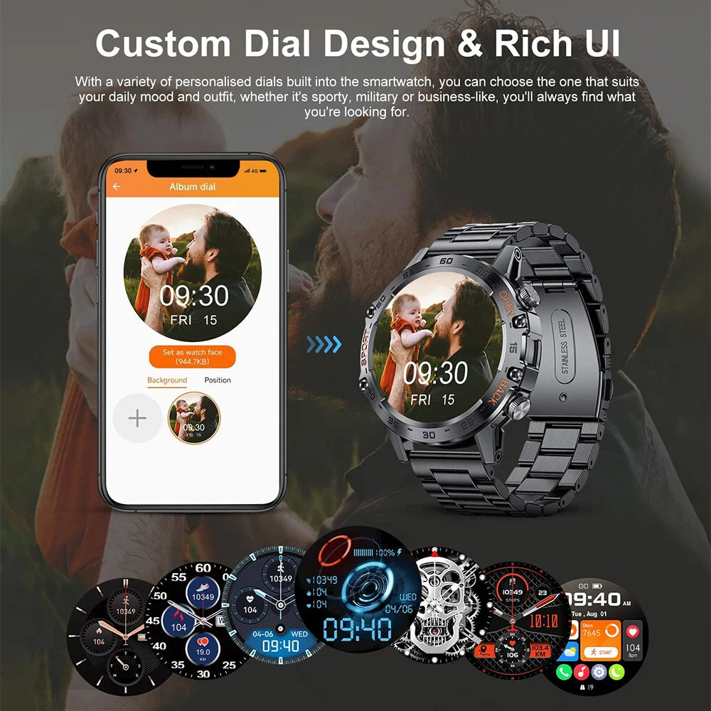 1.39 inch New Bluetooth Call Smart Watch Men Sports Fitness Tracker IP67 Waterproof Smartwatch for Android IOS 400mAh