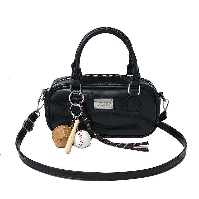 Miu - Style Small Square Boston Handbag - Spacious Shoulder Bag