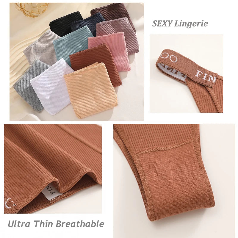 8Pcs/Set Sexy Cotton Low Rise Brazilian Pants For Women Seamless Solid Color Letter Bikini Panties Female Soft Cozy Underpants