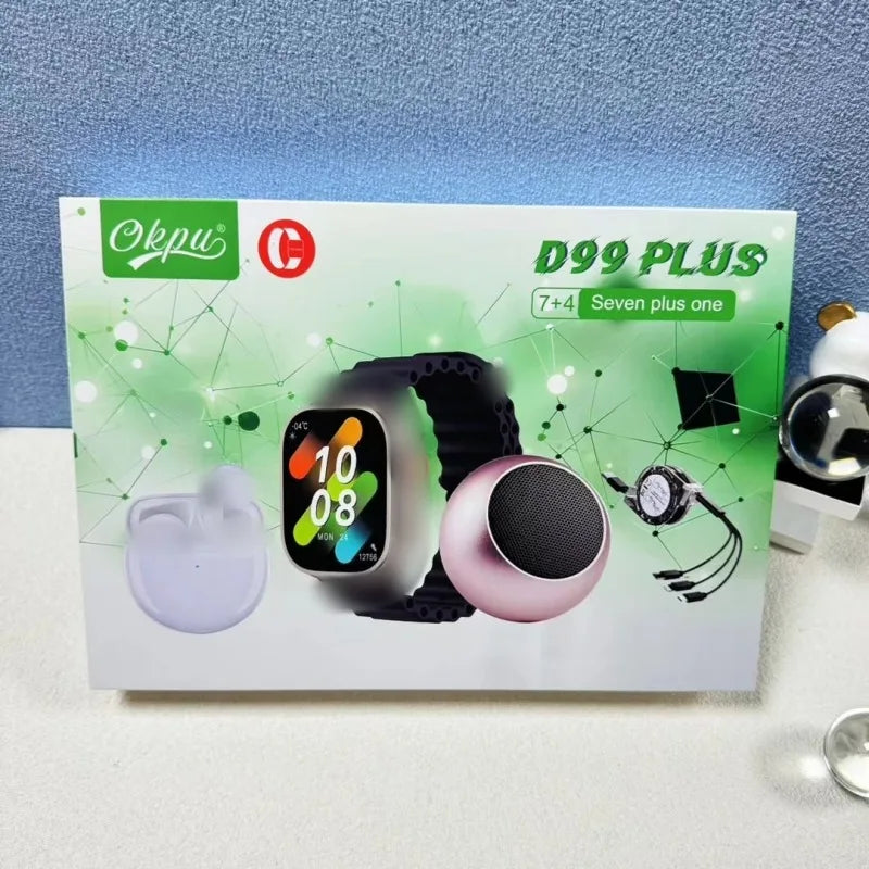 Smart Watch 10 in 1 Set Bluetooth Call Smart Watch Bluetooth Earphone Set
