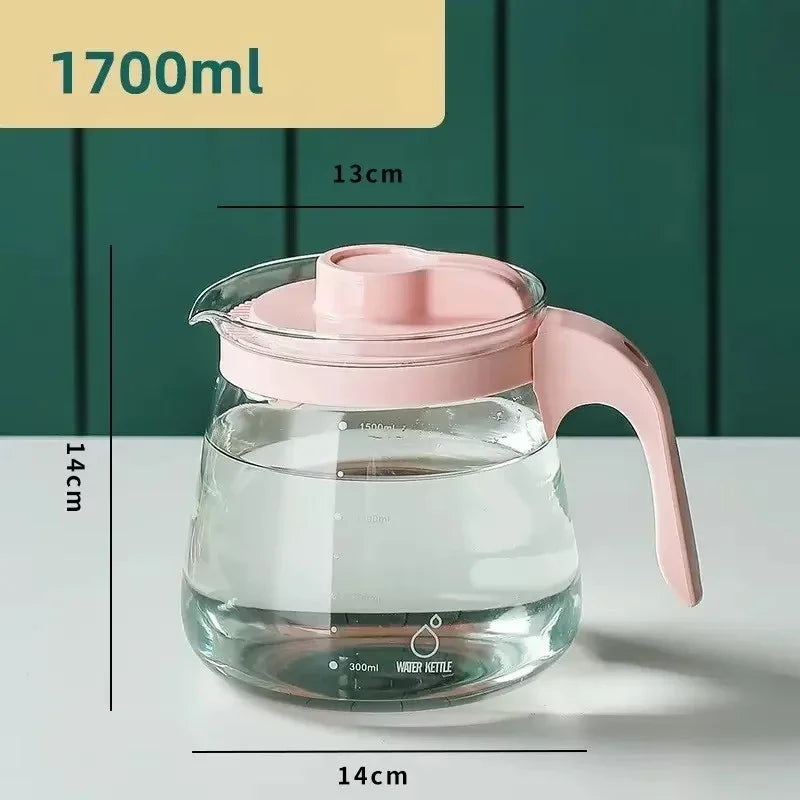 Transparent Teapot High Borosilicate Glass Heat-Resistant Large Capacity Tea Pot Coffee Juice Ice Water Kettle for Office Home