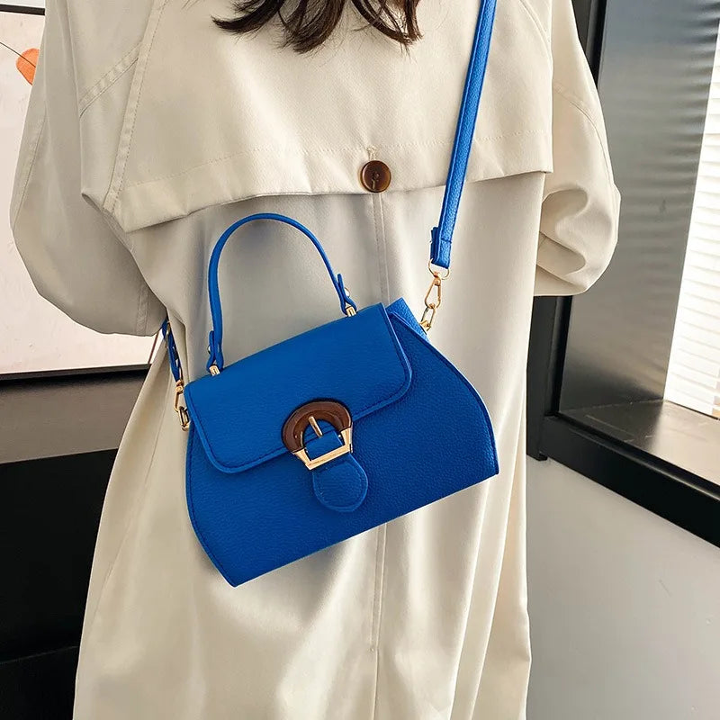 New Stylish and Simple Portable Shoulder Women's Small Square Bag Trendy Lychee Pattern Texture Messenger Bag