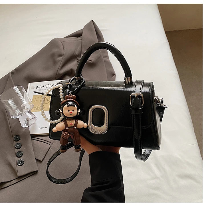 Premium Leather Crossbody Bag - Minimalist Elegant Clutch With Vintage Gold Accents & Party-Ready Charm